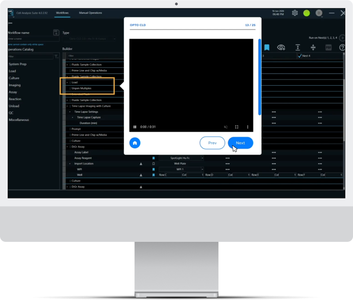 Cell Analysis Suite workflow demo on a desktop monitor